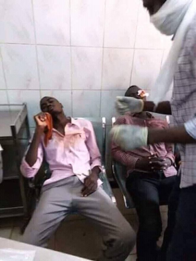 طلاب بجامعة الجنينة مصابين أثر أعتداء الشرطة عليهم . 17 سبتمبر 2018